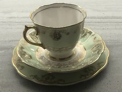 Buy 12 Pc Vintage Gold & Green Fine English Bone China Tea Set • 45£