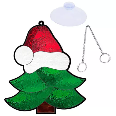 Buy Christmas Tree Suncatcher Stained Glass Xmas Ornament Window Hanging-CY • 7£