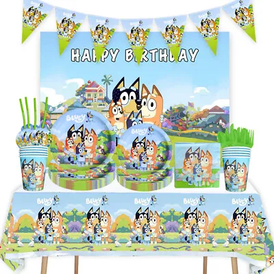 Buy Bluey Children's Birthday Party Tableware Decoration Set Plate Cup Napkin Straws • 3.67£