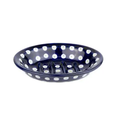 Buy Soap Dish With Holes - Blue Eyes/Blue With White Spots - Polish Pottery • 15£