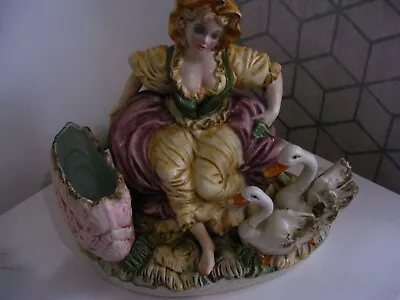 Buy Outstandinb Large Vintage Capodimonte Figurine Lady With Swwans And Large Shell • 150£