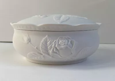 Buy Kaiser Porcelain Bisque Trinket Box. 665 Embossed Rose, Signed M, Frey. VGC • 20£