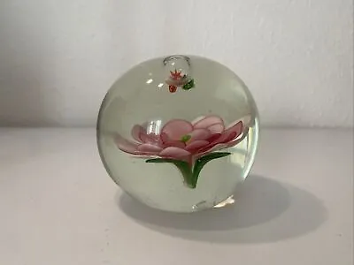 Buy Glass Vintage Paper Weight Large Size With PINK Floral Design. • 9.99£