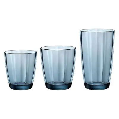 Buy Bormioli Rocco 18pc Pulsar Glassware Set Juice Drinking Tumblers Set Blue • 47£