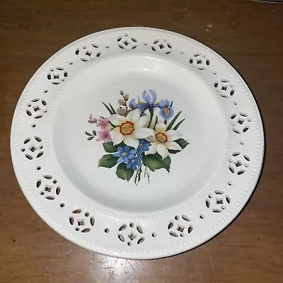 Buy LPC Authentic Leedsware 6.75” Plate With Pierced Rim And Spring Flowers  England • 17.99£