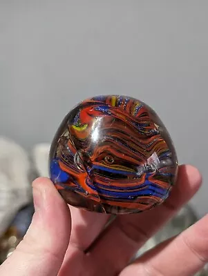 Buy Hand Blown Glass Paper Weight Ornament Multicoloured Swirl Design Vintage Defect • 4.99£