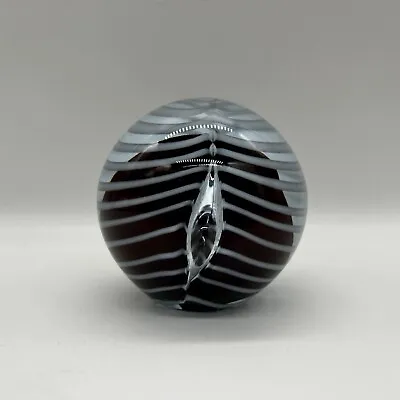 Buy Vintage Okra Glass Art Glass Paperweight Red Swirl Signed By Nicola Osbourne • 55.98£