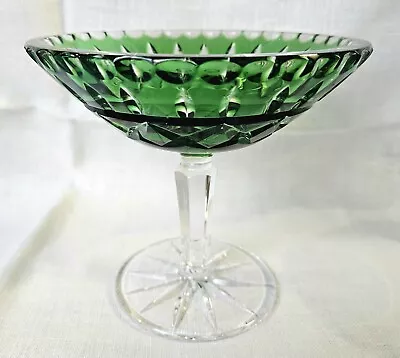 Buy Vintage GALWAY Irish Crystal Green / CLEAR GLASS COMPOTE DISH GORGEOUS!! • 37.72£