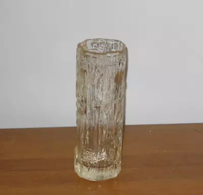 Buy Clear Bark Effect Whitefriars Style Glass Vase • 4.99£