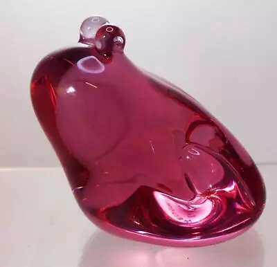 Buy One Wedgwood Cranberry Lead Crystal Glass Frog Paperweight Signed Nice Gift • 14.99£
