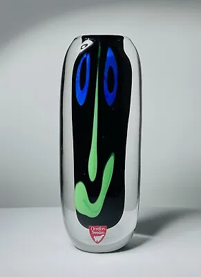 Buy ANNE NILSSON ORREFORS Vase  Smiley Face  Multicolo Art Glass Signed 1990s, H6-7  • 149.92£