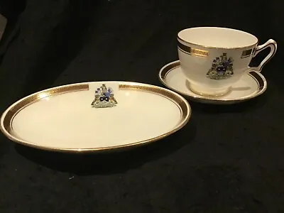 Buy Crown Bone China Cup, Saucer And Sideplate With Leeds City Coat Of Arms • 12.50£