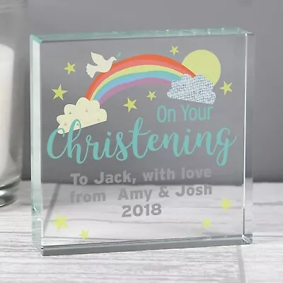 Buy Personalised On Your Christening Large Crystal Glass Ornament. Gift. Baby.  • 18.99£
