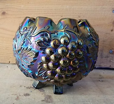 Buy Antique DUGAN Amethyst Carnival Glass “GRAPE DELIGHT” Rose Bowl • 94.95£