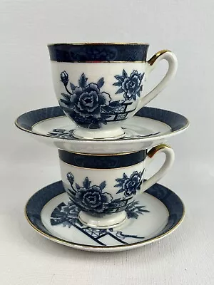 Buy Vintage Occupied Japan Ironstone Ware  Blue Willow 2 Tea Cups & Saucers Mini • 37.95£