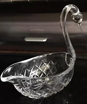 Buy Crystal Cut Glass Swan 6in Tall Vintage Ornament For Soap, Trinkets Etc • 3.95£