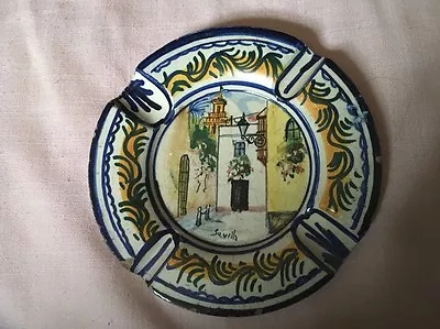 Buy Old Triana Spanish Pottery Ashtray With Central Titled Image Of Seville • 18£