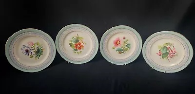 Buy A Set Of Four Antique Staffordshire Hand Painted Plates, Decorated With Flowers • 20£