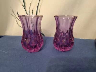 Buy Cristal D'arques 2 Chrystal Vases Purple Pink Color Small Size • 17£
