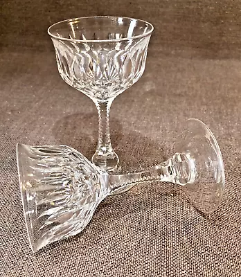 Buy 2 Antique Hand Blown Cut Crystal Small Champagne Glasses • 18£