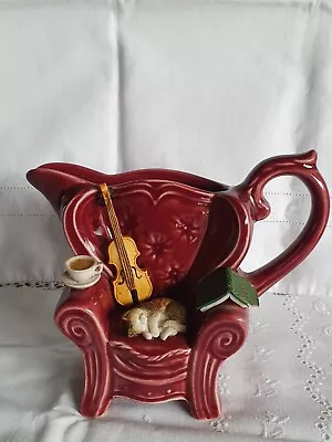 Buy Park Rose Ornamental Jug: Red Arm Chair With Cat, Violin, Cup Of Tea  And Book • 10£