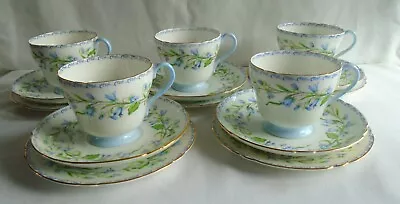 Buy 5 X Shelley Tea Cup Trio Sets Richmond Shape Harebell Pattern 13544 Vgc • 50£