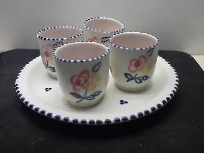 Buy Poole Pottery  1950s 4 Egg Cups And Tray KW Mark • 10£