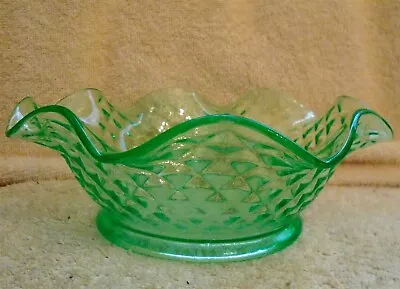 Buy Vintage Imperial Glass Diamond Quilted Flat Diamond Crimped Edge Bowl 7 Inches • 11.53£