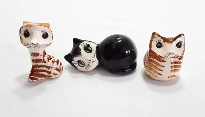 Buy Vtg Philip Laureston Babbacombe Pottery Ceramic Pinched Cat & Owl Figurines X 3 • 19.99£