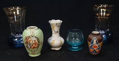 Buy Collection Of 6 Small Glass Pottery Porcelain Vases Etc. • 9.55£