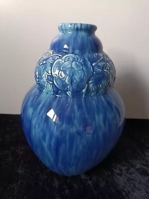 Buy Large Signed Blue Ceramic Vase / Art Deco • 143.89£