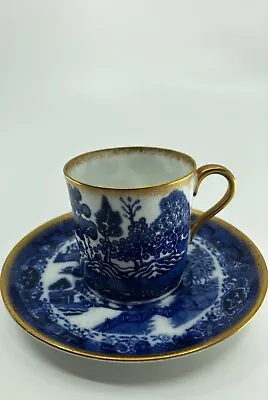 Buy Antique Aynsley Blue & White “Willow Pattern” Bone China  coffee Cup  & Saucer • 22£