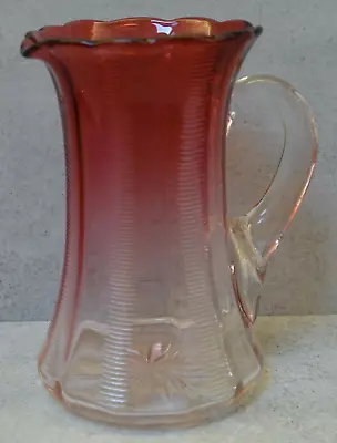 Buy Antique Victorian Coloured Ribbed Glass Cranberry Pretty Jug  • 40£