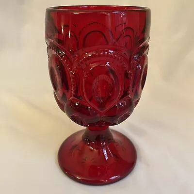 Buy Vintage LE Smith Ruby Red Moon And Star Wine Water Goblet 5 7/8” Tall • 13.45£