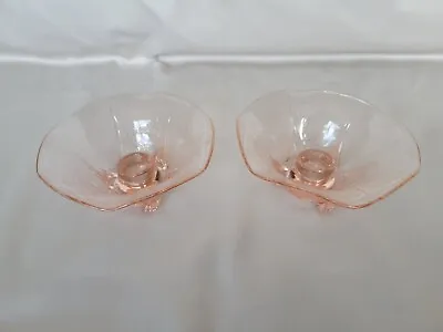 Buy Vintage Royal Lace Pink Depression Glass Candleholder Pair - Beautiful! • 26.52£