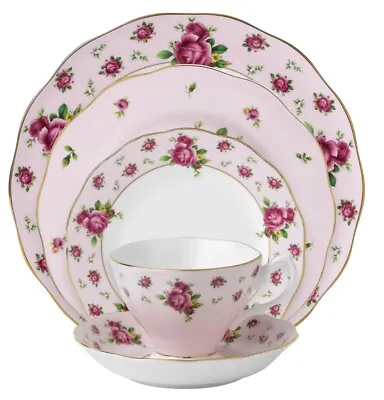 Buy Six ROYAL ALBERT NEW COUNTRY ROSES PINK VINTAGE 5-PIECE PLACE SETTINGS • 895.87£