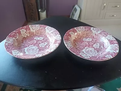 Buy 2 X Burleigh. Pink. Victorian Chintz Large Soup/dessert Bowls • 15£