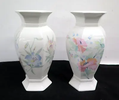 Buy Set X2 Royal Winton Florals Pottery Flowers Ceramic Vase 22.5 Cm Staffordshire • 11.99£