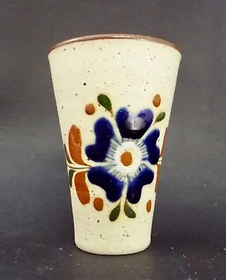 Buy Vintage Tonala Mexican Sandstone Pottery Folk Art Posy Vase / Tumbler • 12.99£