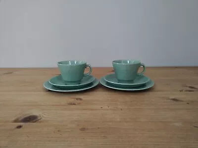 Buy 2x Woods Ware Beryl Green Trio Cup Saucer Side Plate (Utility Vintage) #2 • 9.99£