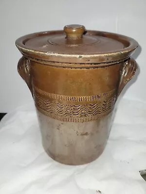 Buy Antique Salt Glazed Storage Jar Original Lid • 55£