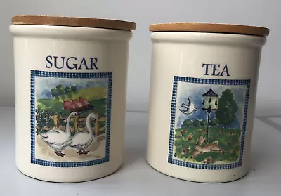 Buy T G Green Cloverleaf  Tea Sugar Pottery Storage Jars Set 2 Swan & Hare Picture • 14.99£