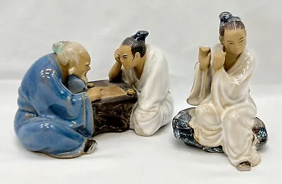 Buy Two Chinese Shiwan Mudman Figurines - Scholar & Flute Player  1970s Pottery • 43.23£