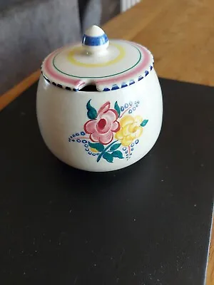 Buy Vintage Poole Pottery Hand Painted Art Signed Covered Sugar Bowl Or Preserve Pot • 13£