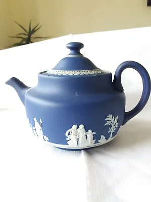 Buy Adams Jasper Ware Cobalt Blue Teapot Tunstall J.c Tea Pot With Cover Lid • 6£
