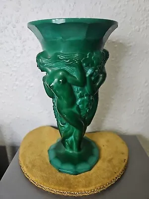 Buy Art Deco Malachite Glass Vase By Frantisek Pazourek 1932 Three Nudes • 49.99£