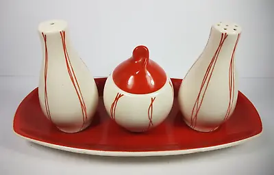 Buy Retro Vintage Carlton Ware Ceramic Red & White Cruet Set With Stand • 22.50£
