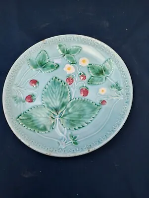 Buy Beautiful Vintage Majolica Turquoise Strawberry Plate In Lovely Condition  • 14.99£