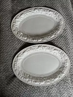 Buy Set Of 2 St Michael M&S White Fruit  Embossed Platter Serving Plate. Large • 35£