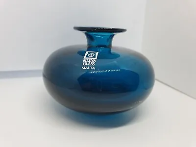 Buy Vintage MDINA MALTA Signed Small Blue Glass Paperweight? • 9.95£